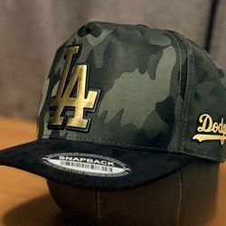 Custom LA Dodgers hats 3D Metallic Gold Logo