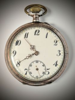 .800 SILVER 10 Rubies Jewels antique pocket watch from 1800s or early 1900s. Runs!  Gave the balance wheel a gentle push and it kept on running so see