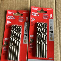 1/4” Cobalt Red Helix Twist Drill Bit 5 Pack $25.00