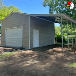 Metal Garage With Lean To