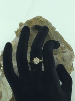 Gold Over Sterling Silver CZ Halo Ring 7.5
