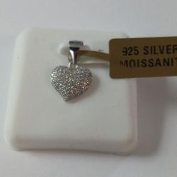 Moissanite Heart Pendant, 925 Silver .25 Ctw
