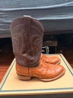 Tecova The Wyatt Ostrich Leather Western Cowboy Boots Size 9 1/2 EE