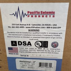 Pacific Seismic 3” 315 gas shut off valve