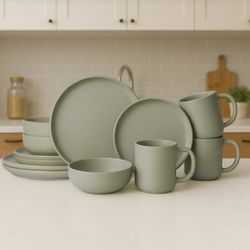 12pc Sage Stoneware Dining