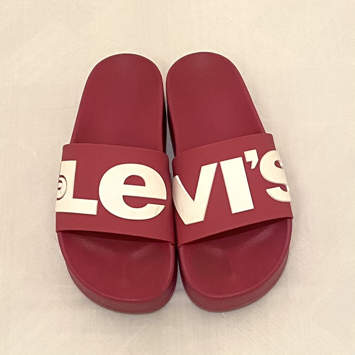 Levis Women's Logo Platform Slide Sandals Shoes Pink/White Size 7