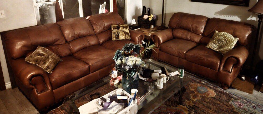 Distressed Leather Sofa, Loveseat, Chair & Ottoman & More