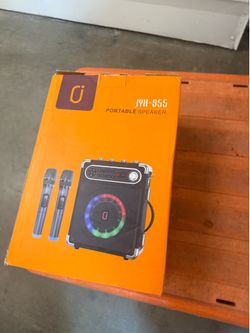 JYX Karaoke Machine with Two Wireless Microphones, Portable Bluetooth Speaker with Bass/Treble Adjustment,