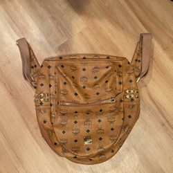 MCM Small Backpack Cognac With Studs