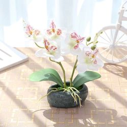 New Butterfly Orchids Artificial Flower Bonsai Silk Flower in Pots for Wedding Home Garden Decoration Fake Flower with Vases