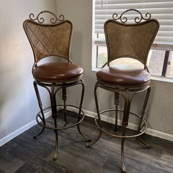 Vintage High Top Antique leather chairs