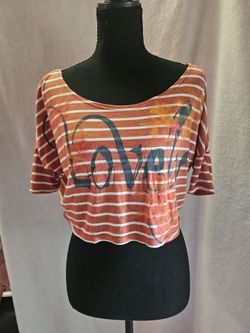 Striped Crop Top with Lovely Graphic
