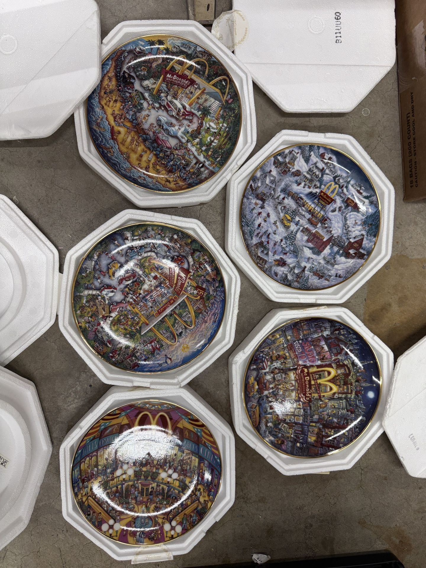 Lot Of 5 McDonald's Limited Edition 1994 Bill Bell Collector Plates