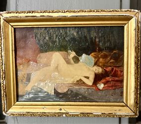 Very old, small, Reclining Nude Painting