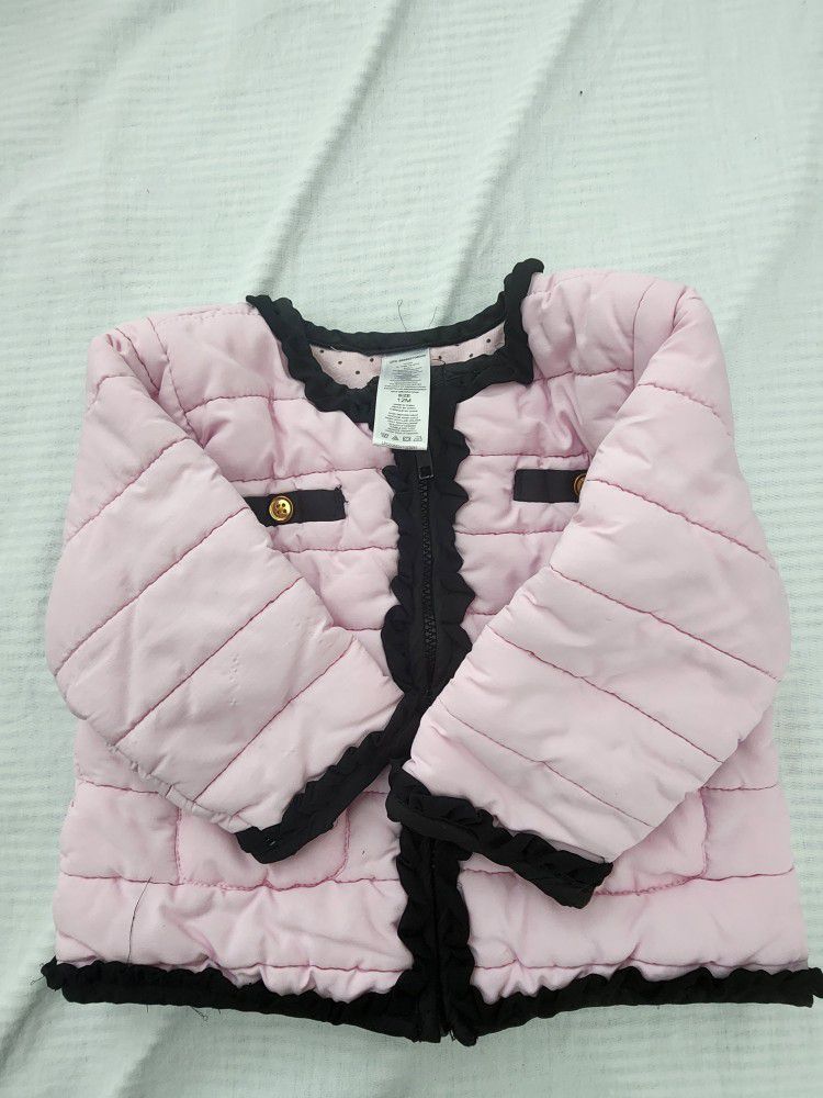Little Me Girls Pink with Black Trim Coat/Jacket Size 12 Months