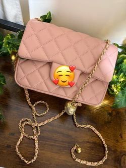 Nude pink cross body chain purse