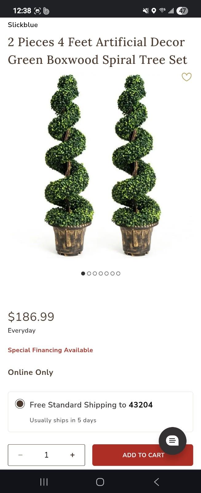 4ft Artificial Green Boxwood Spiral Tree Set