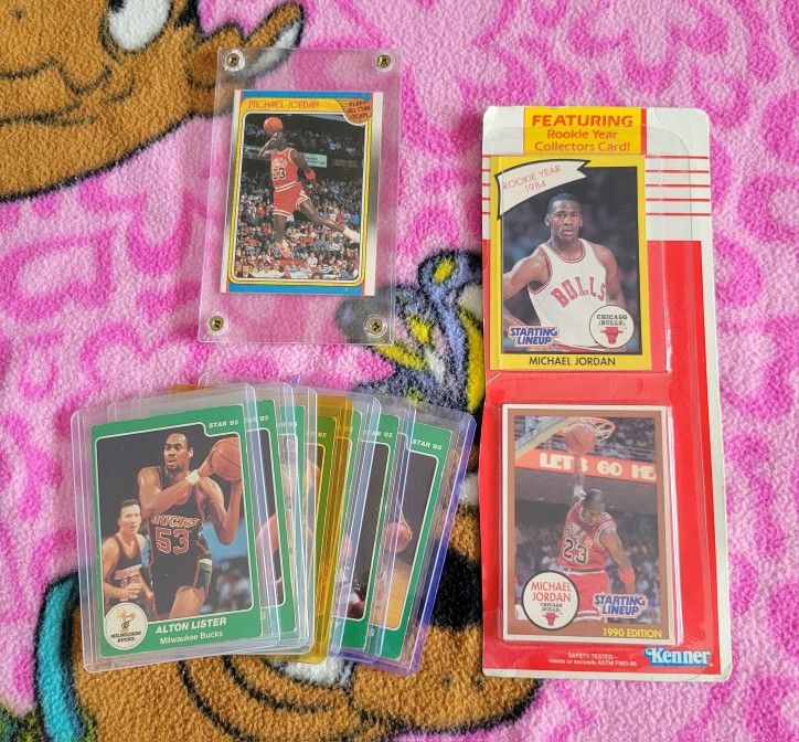 Michael Jordan "early years" 3 card lot w/7 low grade 1985 star basketball cards