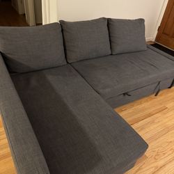 FRIHETEN Sleeper sectional,3 seat w/storage, Skiftebo dark gray