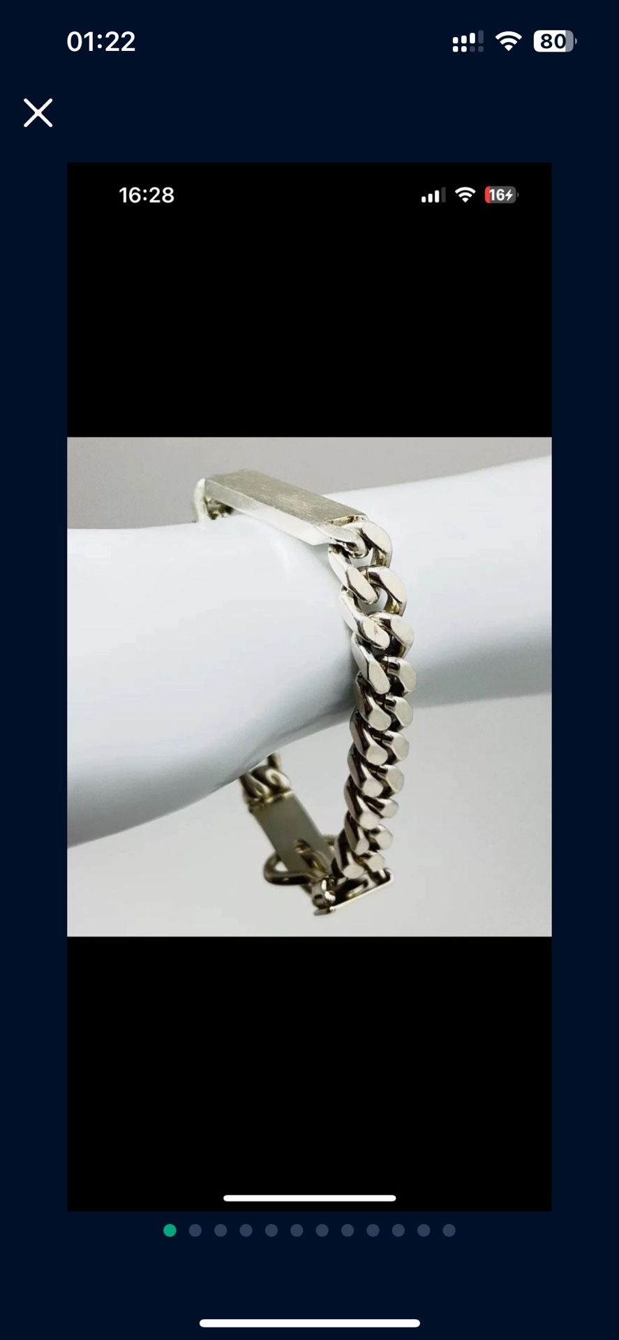 Silver 925 Cuban Bracelet ID Name Tag