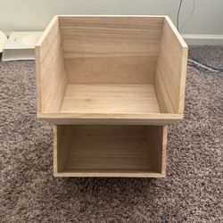 Two Stackable Wooden Storage Bins