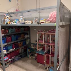 Twin Loft Bed W Shelves W Mattress 