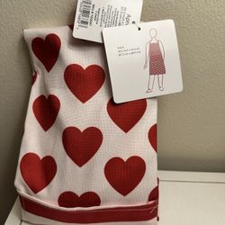 White Apron with Red Hearts