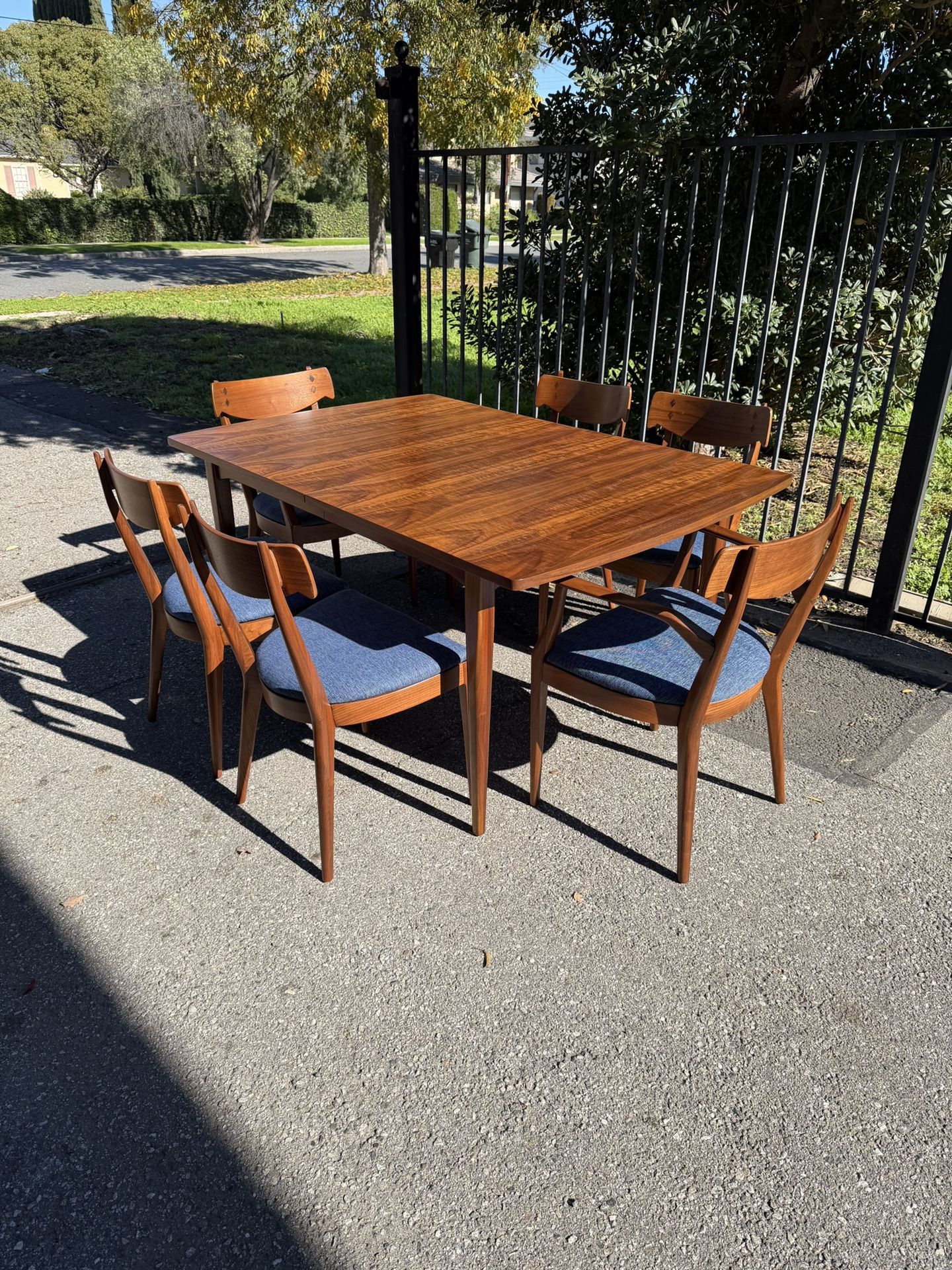 Kipp Stewart for Drexel "Declaration" Dining Table + Six Chairs