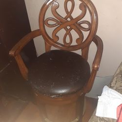 Hand Carved Wooden Bar Stools.× 3