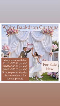 Many sizes available Wrinkle Free White Backdrop Curtains for Wedding Parties, Polyester Photography Backdrop Drapes for Birthday Parties Stage Backdr