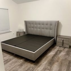 Gray King-Size Bed (Like New) 