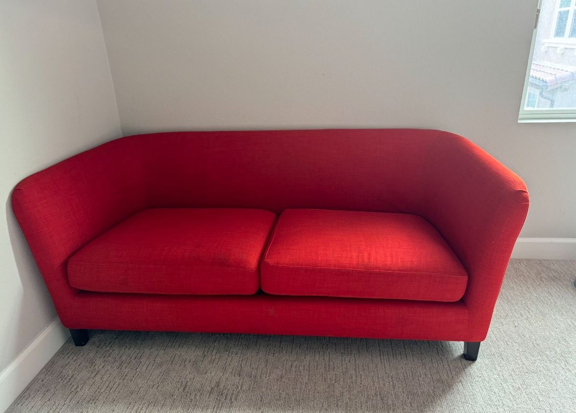 2 Seater Sofa Crate & Barrel Red/Orange 71” long 33 wide 29” high