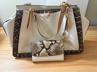 Coach Licah Dreamer 36 Snake Skin Color Block Handbag In Chalk