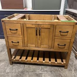 42” Solid Wood Bathroom Vanity Cabinet with Stone Countertop (No Top )