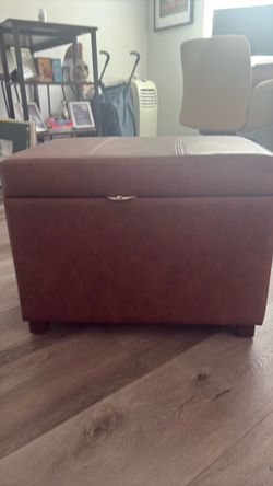 Target Threshold Storage Ottoman in faux brown leather