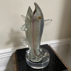Rainbow Trout Hand Fused Glass Art Vinci by Dynasty 11”T