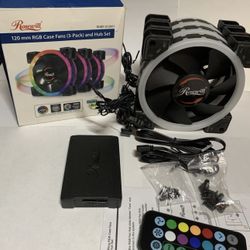 Rosewill RGBF-S12001 (3-Pack and Hub Set) 120mm RGB Fan, Dual Ring True RGB LED