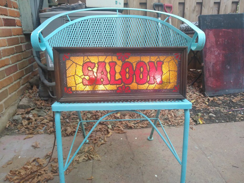 Lighted Saloon sign--- by. A Go Go Vintage