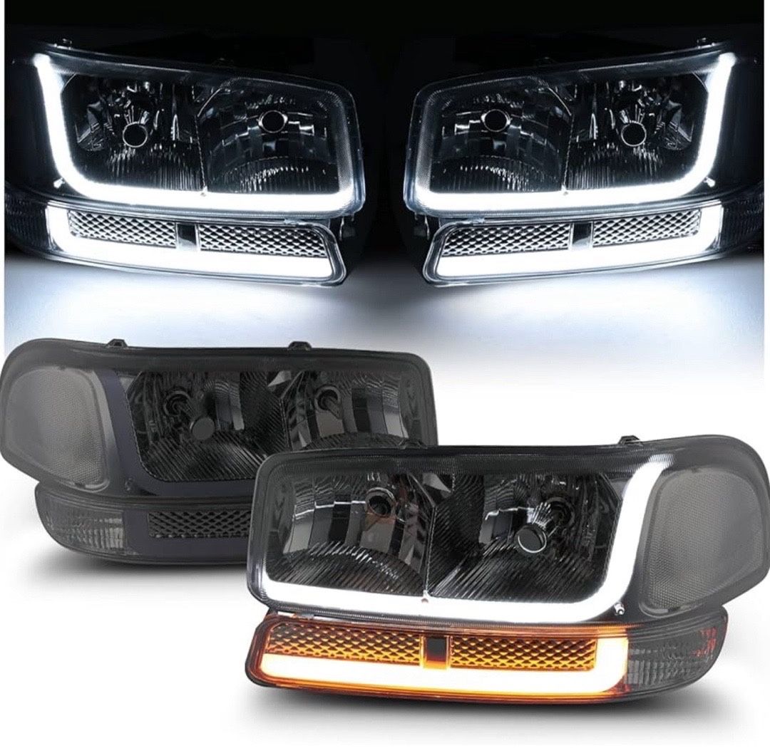 LA Zona Auto Parts 1999 to 2006 GMC Siera yukon Headlights Luces Micas Calaveras LED DrL