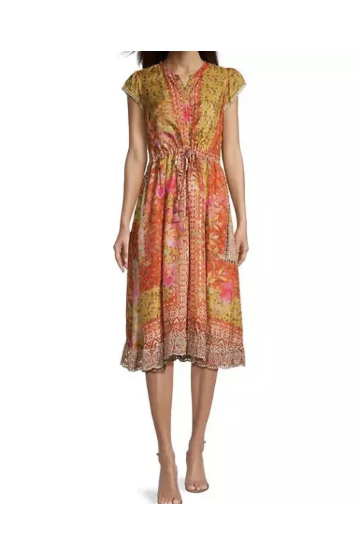 Johnny Was Eliana Lucy Midi Dress 100% Silk. Size Small, NWOT