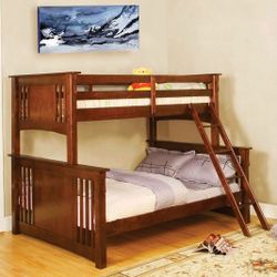 Spring Creek Oak Wood Twin over Full Bunk Bed Frame