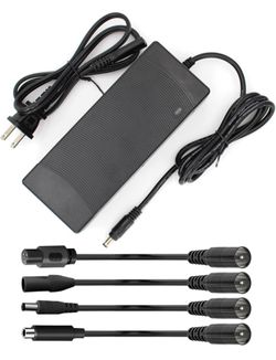 54.6V 2A Ebike Electric Scooter Charger for 48V Lithium Battery, 5 Adapter Plugs Fast Replacement Charger