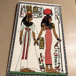 Antique Goddess Isis & Queen Nefertari Papyrus Painting from Egyptian Tomb