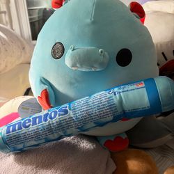 Blue and red Mentos plush