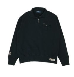 Polo Ralph Lauren 1/4 Zip Sweatshirt Mens XL Black Pullover Crewneck Military 46