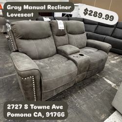 Gray Manual Reclining Loveseat 