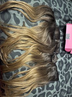Human Clip-In Hair Extensions Ombre dark Brown to chestnut light brown