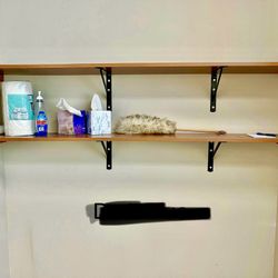Wood Shelves With Metal Brackets 63.5”x12”x0.75”