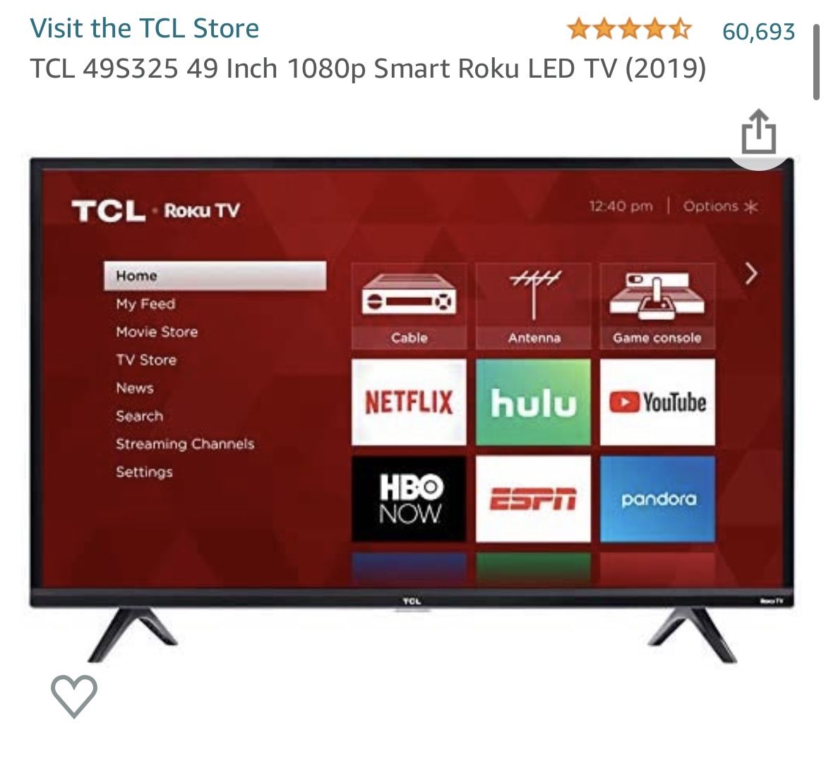 TCL 49S325 49 Inch 1080p Smart Roku LED TV (2019)
