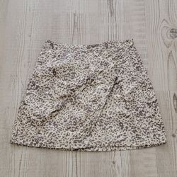 Free People Faux Leather Leopard Print Mini Skirt - Cream and Brown